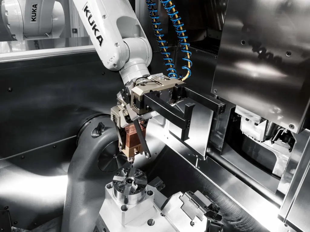 Het RS 05 robotsysteem kan werkstukken of pallets met een massa tot 8 kg handelen