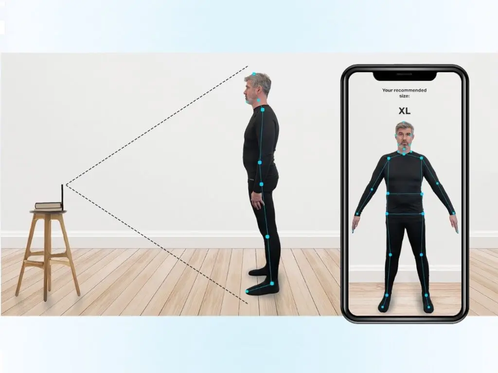 Kledingmaten opnemen met behulp van AI, bij Mewa.